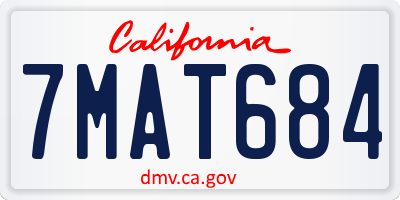 CA license plate 7MAT684