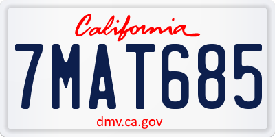CA license plate 7MAT685