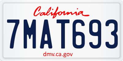 CA license plate 7MAT693