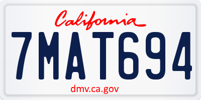 CA license plate 7MAT694