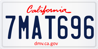 CA license plate 7MAT696