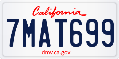 CA license plate 7MAT699