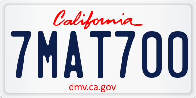 CA license plate 7MAT700