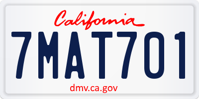 CA license plate 7MAT701