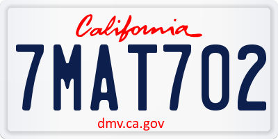 CA license plate 7MAT702