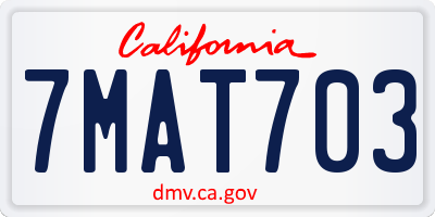 CA license plate 7MAT703