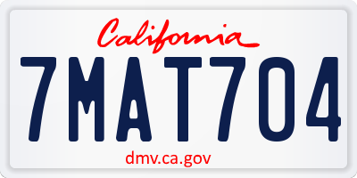 CA license plate 7MAT704