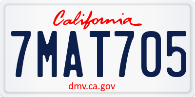 CA license plate 7MAT705