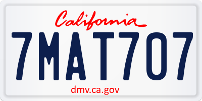 CA license plate 7MAT707