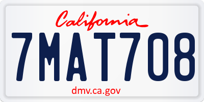 CA license plate 7MAT708