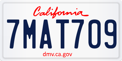 CA license plate 7MAT709