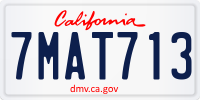 CA license plate 7MAT713