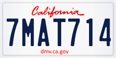 CA license plate 7MAT714