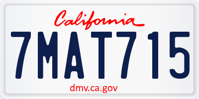 CA license plate 7MAT715