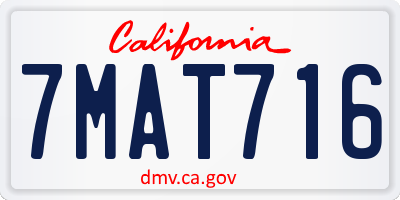 CA license plate 7MAT716