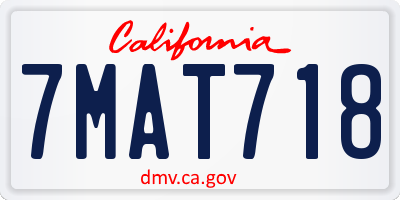 CA license plate 7MAT718