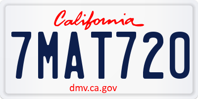 CA license plate 7MAT720