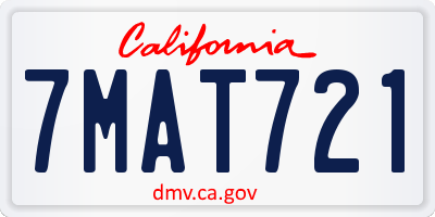 CA license plate 7MAT721