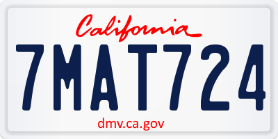 CA license plate 7MAT724