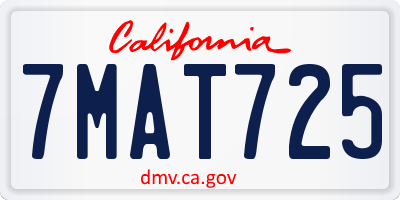 CA license plate 7MAT725