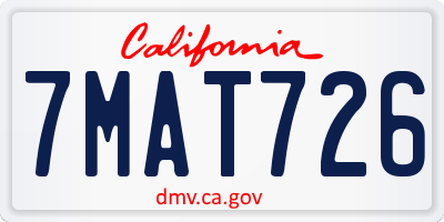 CA license plate 7MAT726
