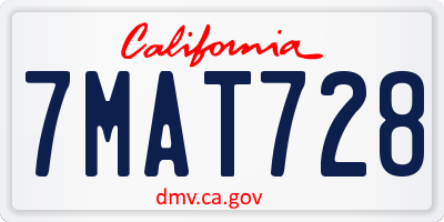 CA license plate 7MAT728