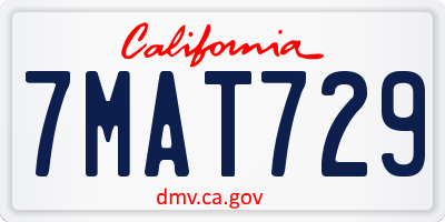 CA license plate 7MAT729