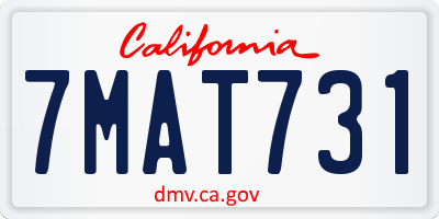 CA license plate 7MAT731