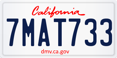 CA license plate 7MAT733