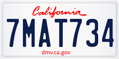 CA license plate 7MAT734