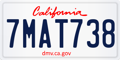 CA license plate 7MAT738