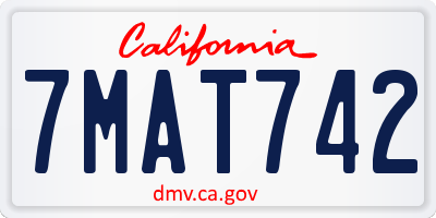 CA license plate 7MAT742