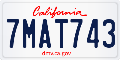 CA license plate 7MAT743