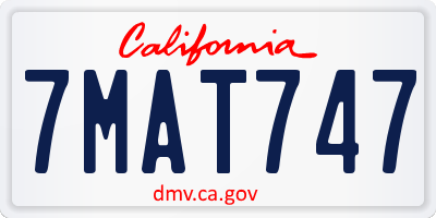 CA license plate 7MAT747