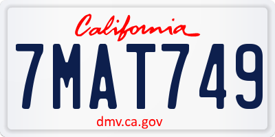 CA license plate 7MAT749