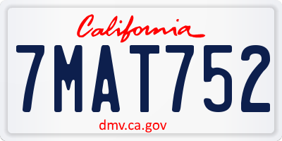 CA license plate 7MAT752
