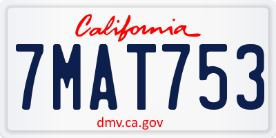 CA license plate 7MAT753