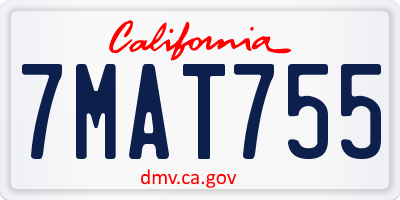 CA license plate 7MAT755