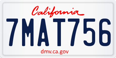 CA license plate 7MAT756