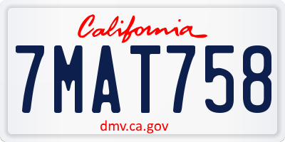 CA license plate 7MAT758
