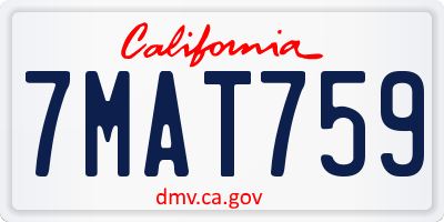 CA license plate 7MAT759