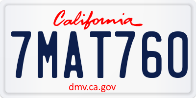CA license plate 7MAT760