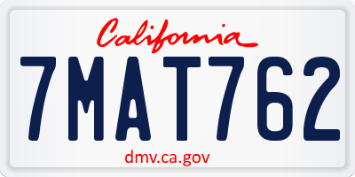 CA license plate 7MAT762