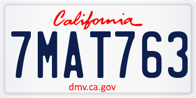 CA license plate 7MAT763