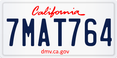 CA license plate 7MAT764