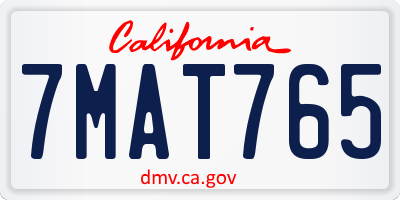 CA license plate 7MAT765