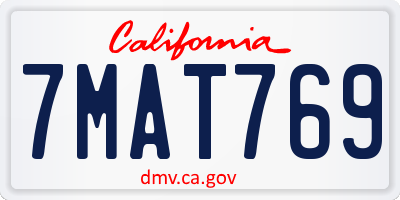 CA license plate 7MAT769