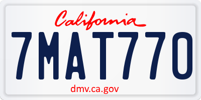 CA license plate 7MAT770