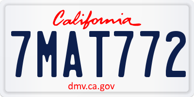 CA license plate 7MAT772