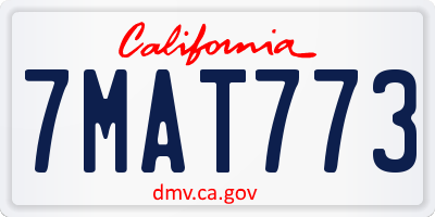 CA license plate 7MAT773
